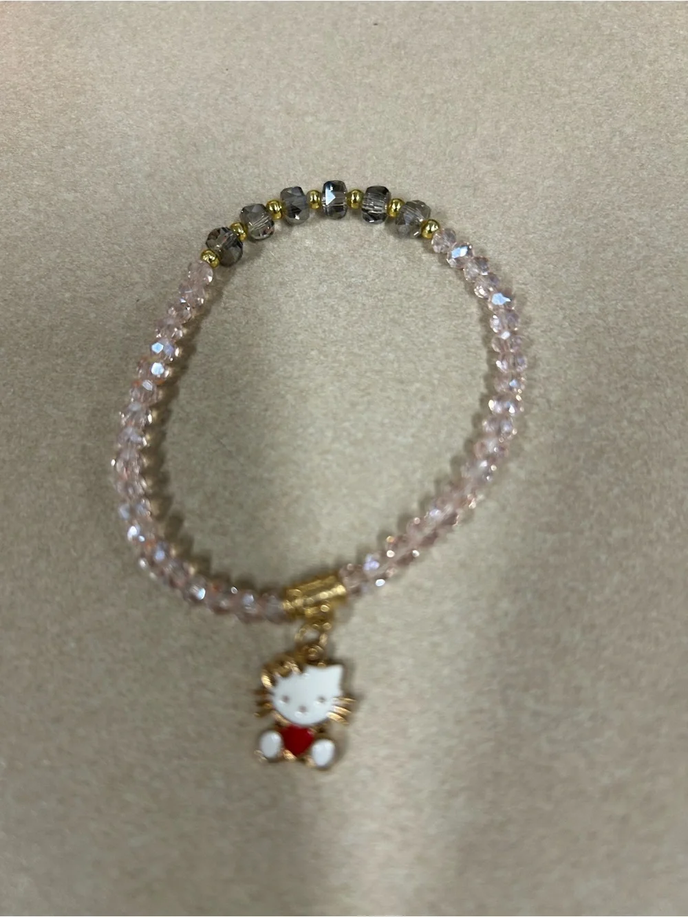 Hello Kitty Pink and Gold Beaded Charm Bracelet for Kids